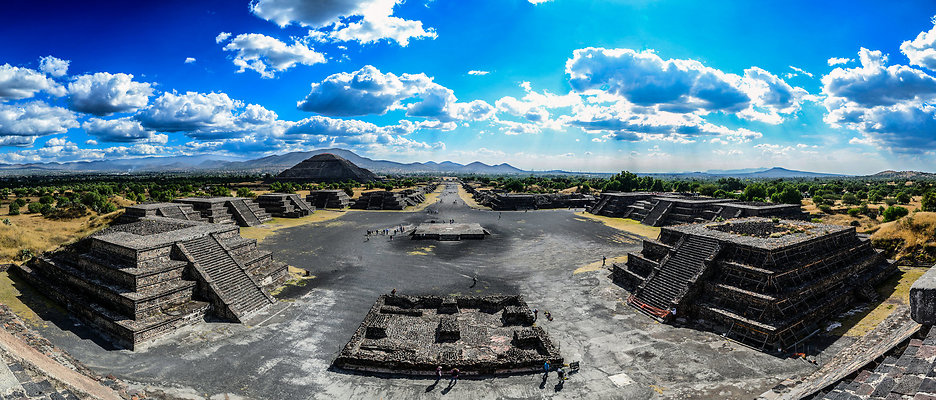 iStock-Mexico-Pyramids - Panoramic view at Avenue of the dead in Teotihuacan, Mexico